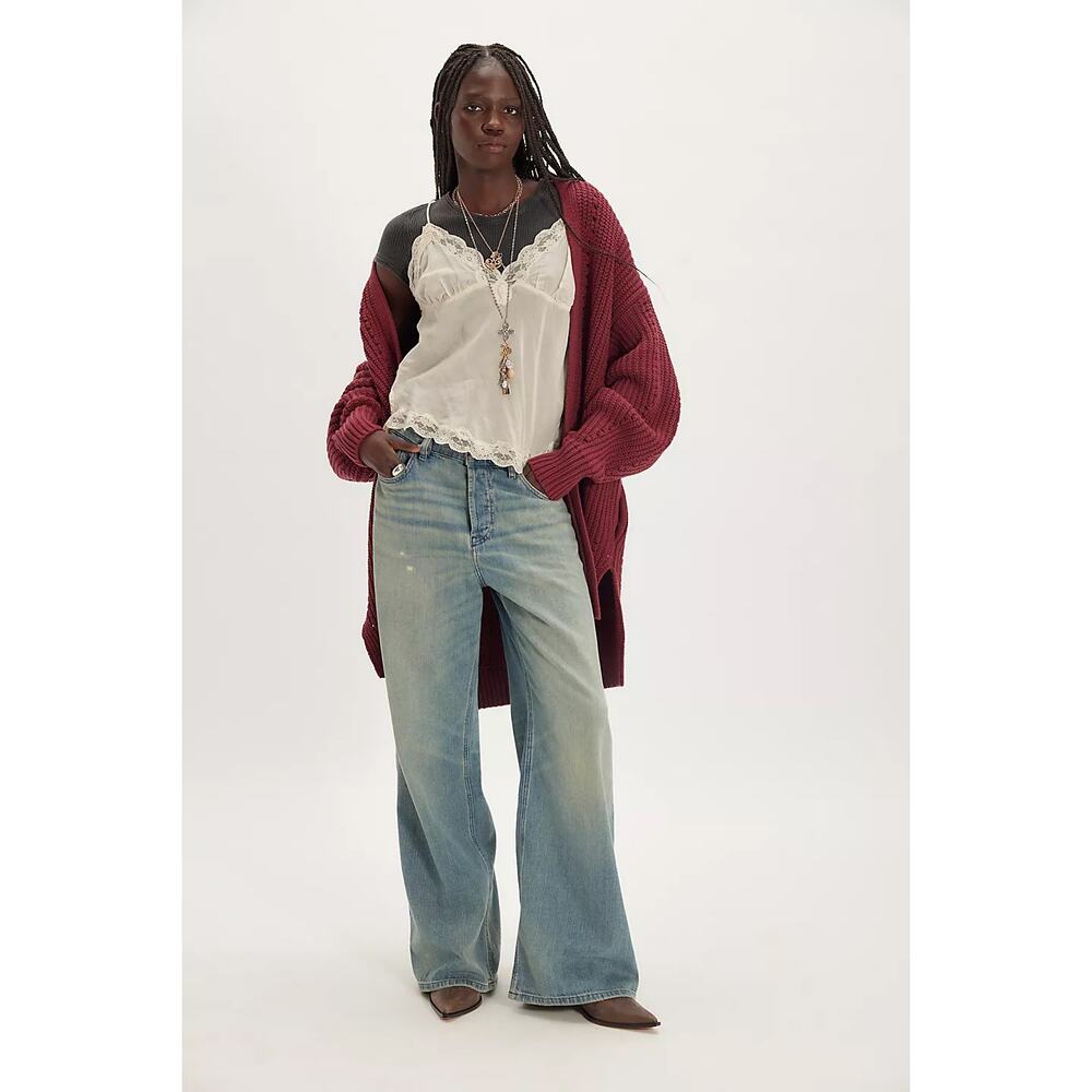 Free People Women's Knit Cabernet Nightingale Cardi Slouchy‎ Oversized Lagenlook - Picture 5 of 12